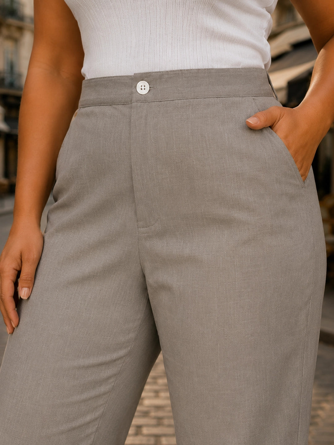 Gray Cotton Formal Pant