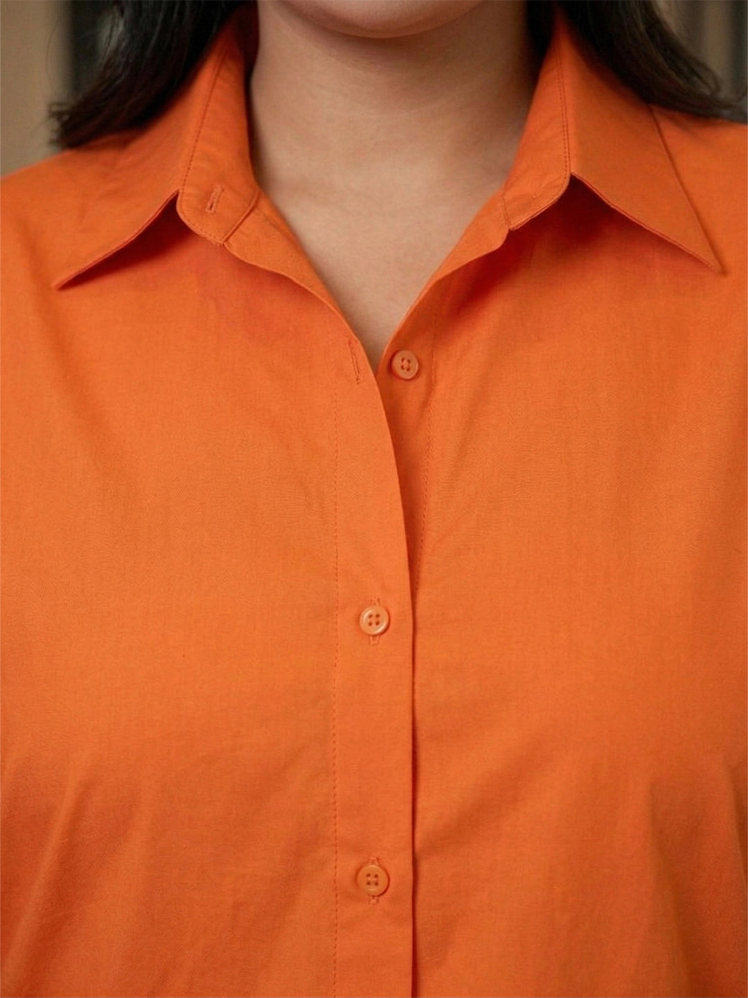 Orange Crepe Formal Classic Shirt