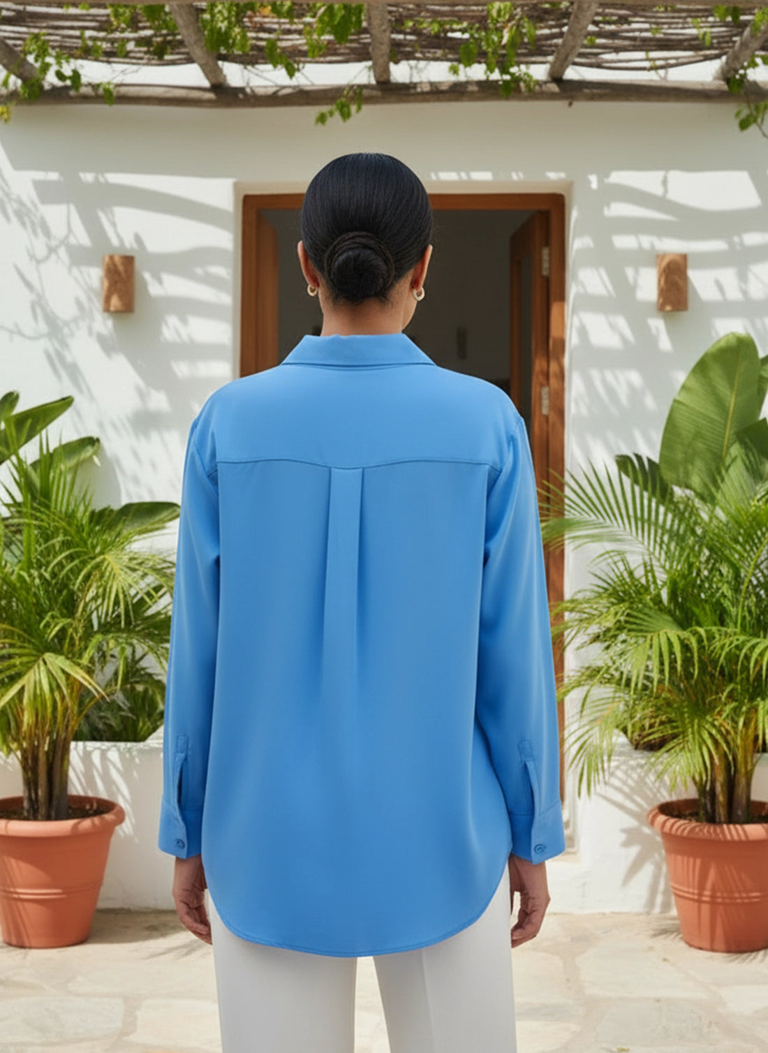 Sky Blue Crepe Formal Classic Shirt