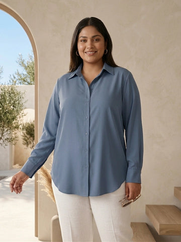 Gray Crepe Formal Classic Shirt