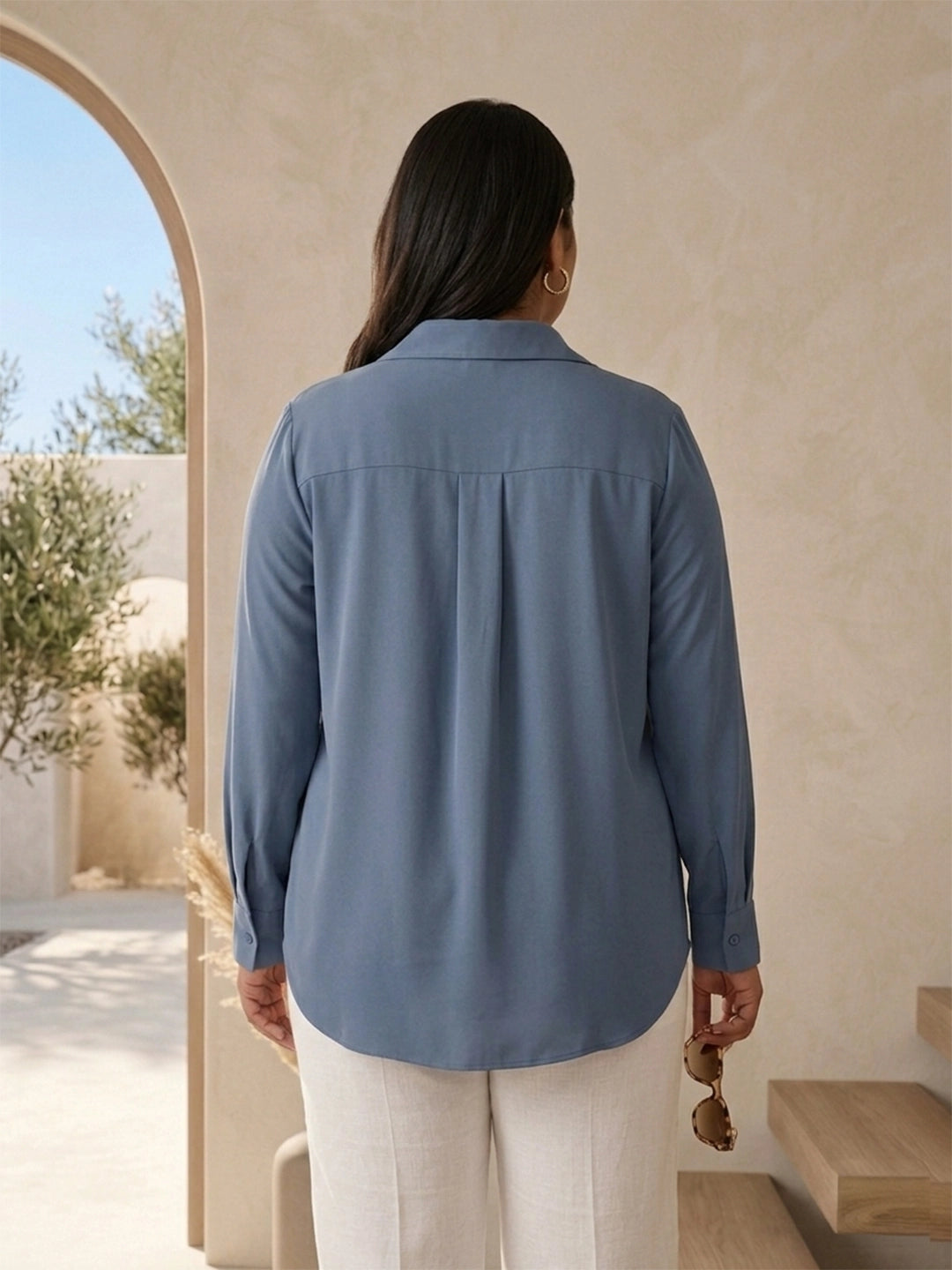 Gray Crepe Formal Classic Shirt