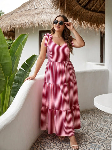 Magenta stripe layered dress