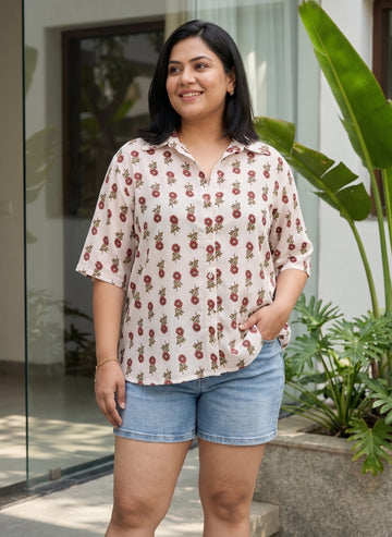 Maroon floral print shirt