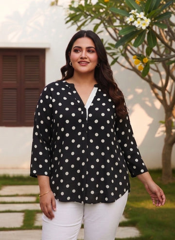 Black and white Polka dot Rayon Shirt