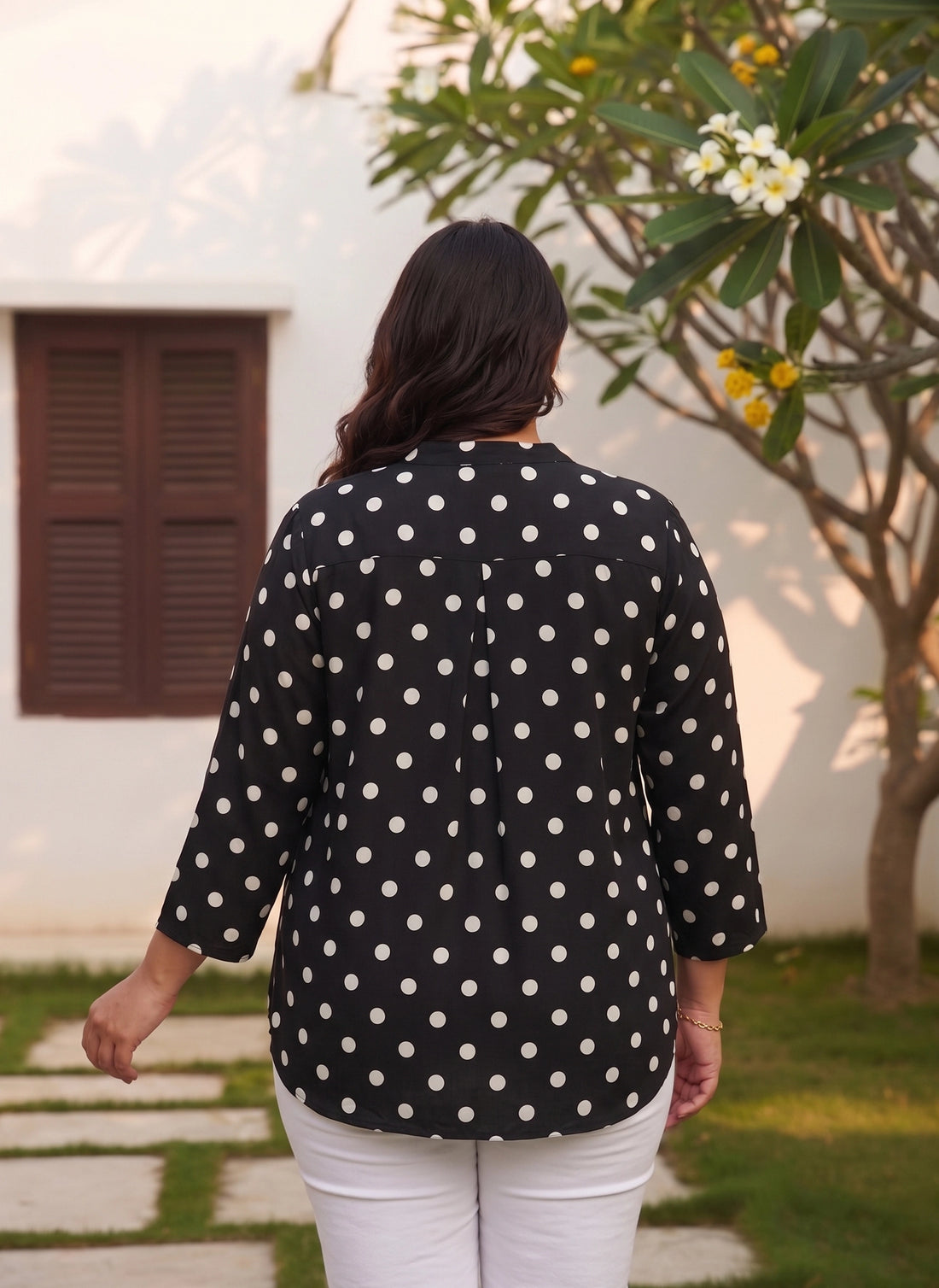Black and white Polka dot Rayon Shirt