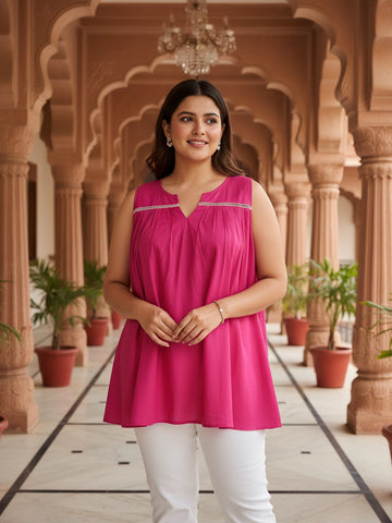 Magenta top with lace detailing