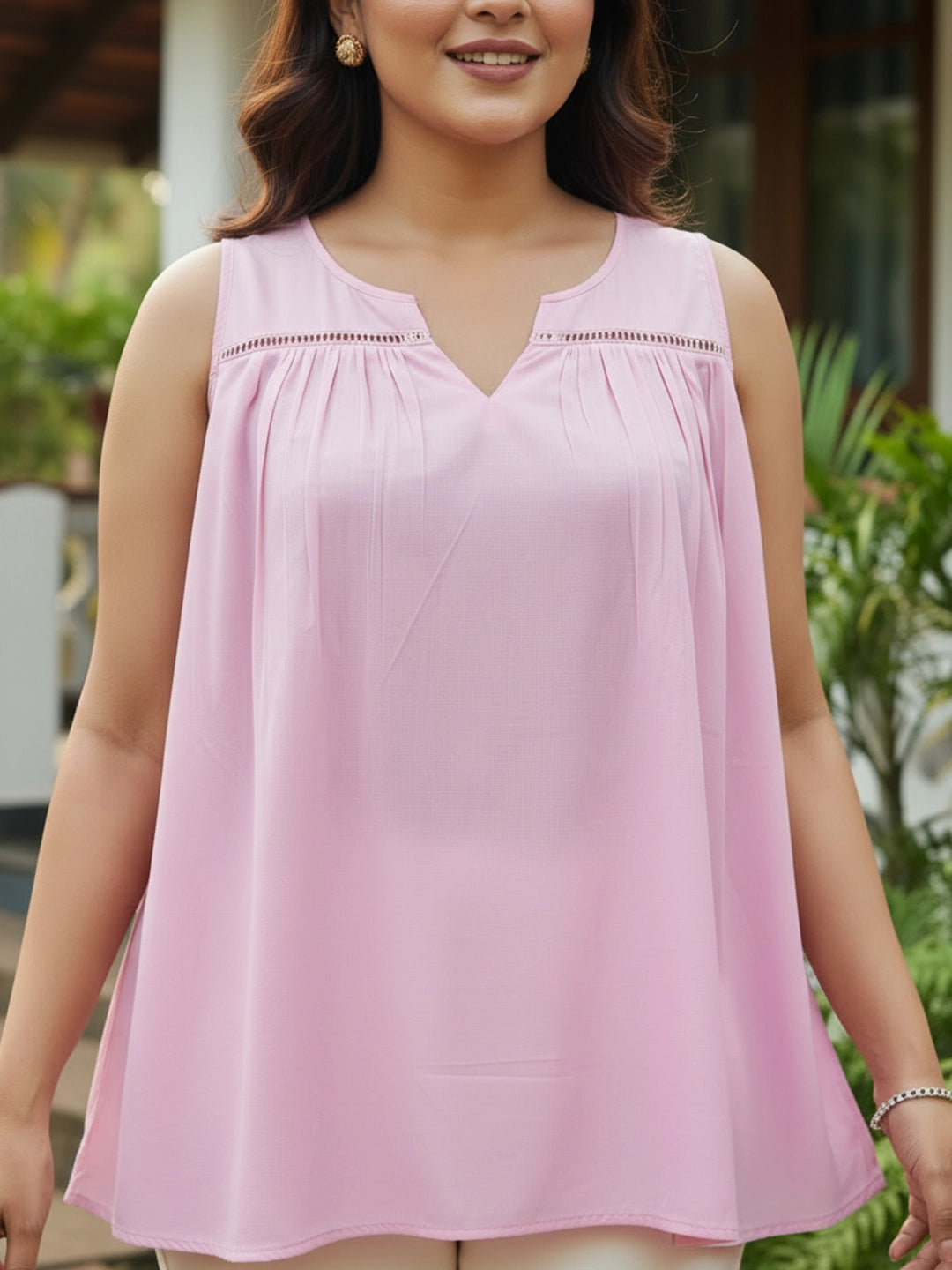 Pink top with lace detailing