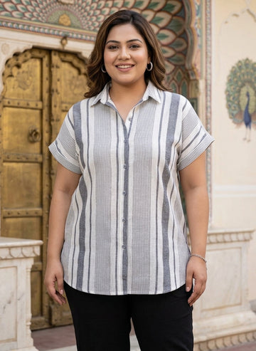 Grey and white stripe shirt