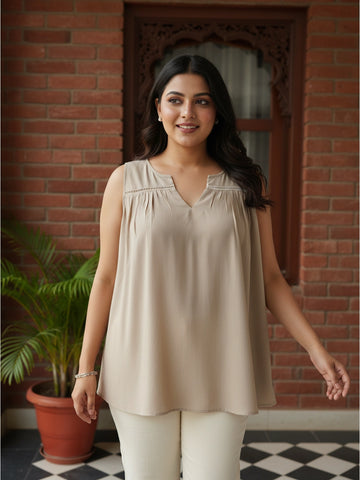 Beige top with lace detailing