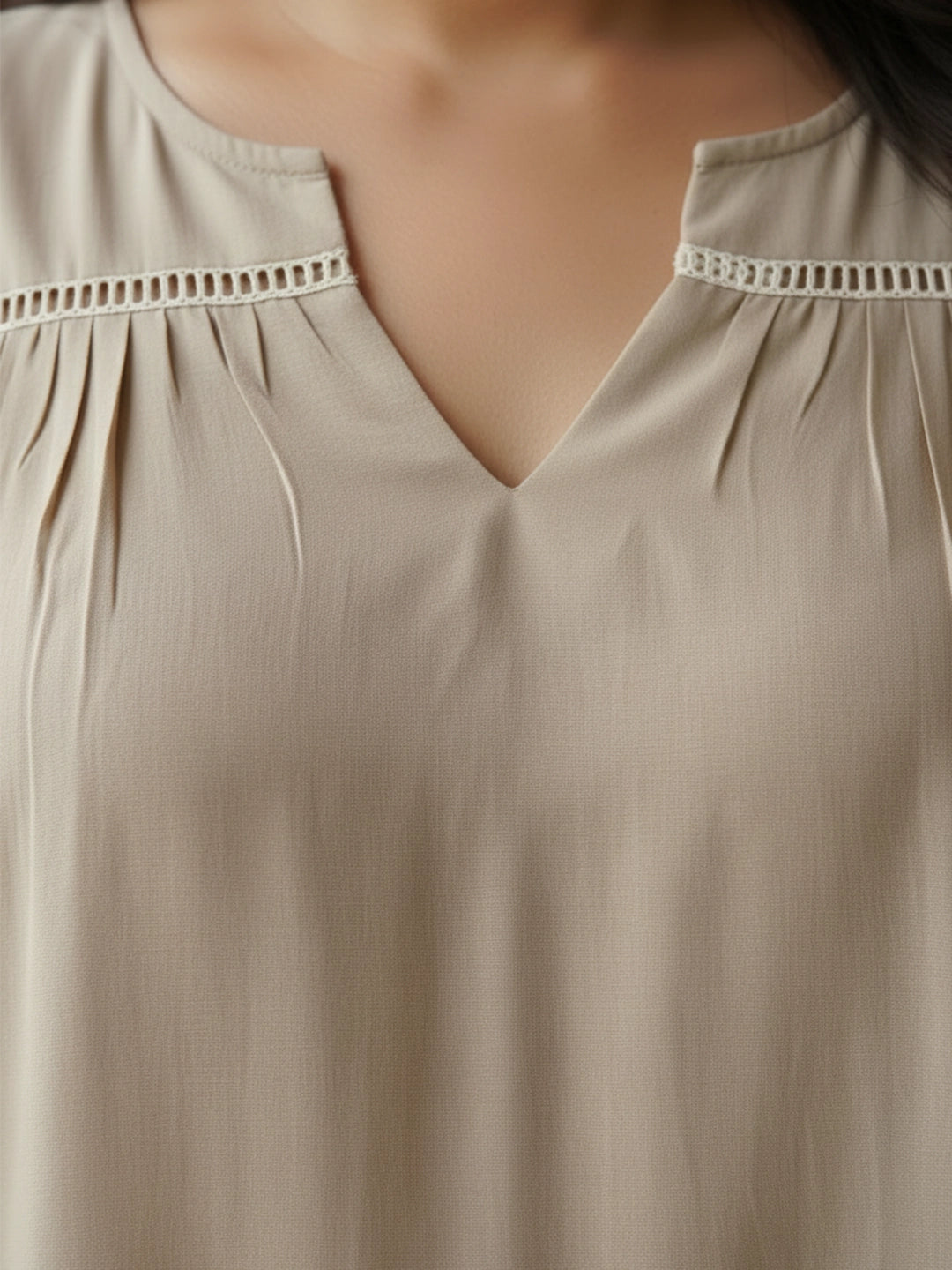 Beige top with lace detailing