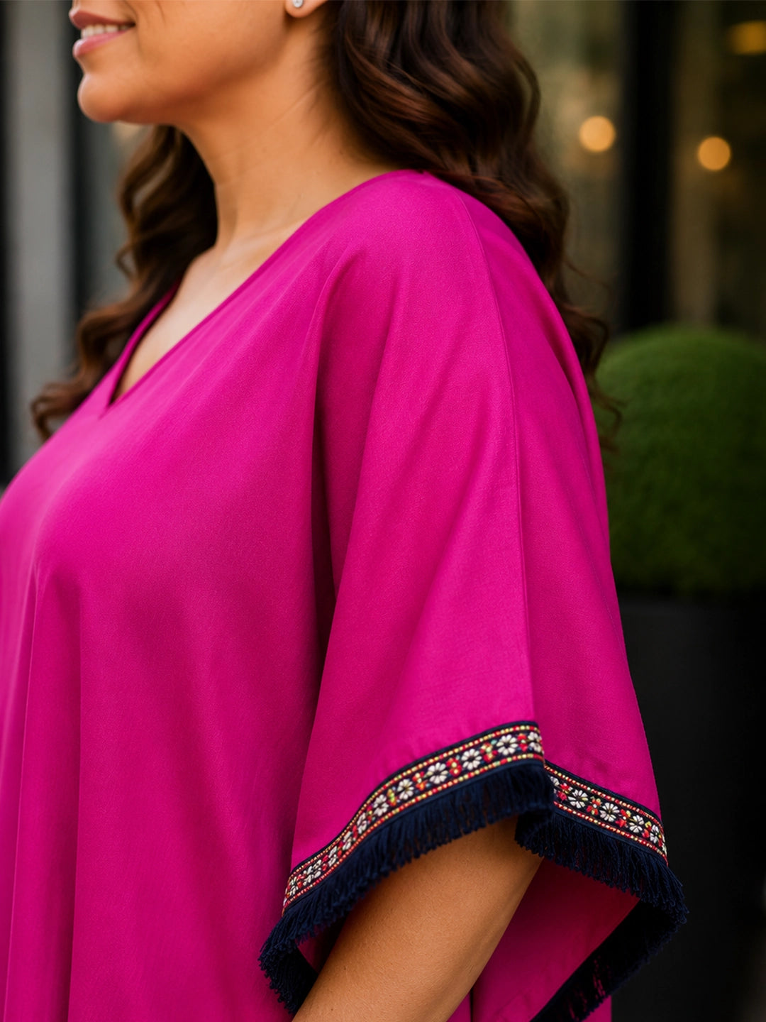 V Neck Rayon Lace embelished Kaftan