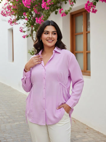 Lavender side drawstring shirt