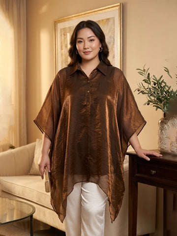 brown fendi organza kaftan for women in sizes XXS to 5XL