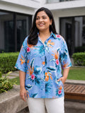 blue; orange 3 crepe shirt for women in sizes XXS to 5XL