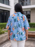 blue; orange 3 crepe shirt — close-up detail