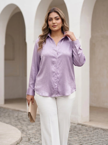 Lavender satin crush shirt