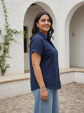 navy cotton shirt — back view
