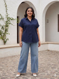 navy cotton shirt — styled look