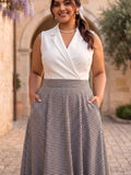 black check cotton skirt — side view