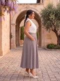 black check cotton skirt — back view