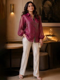 burgundy; green 3 organza shirt for women in sizes XXS to 5XL
