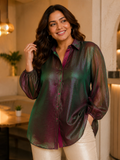 burgundy; green 3 organza shirt for women in sizes XXS to 5XL