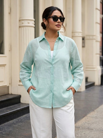 Sage green cotton oversized shirt