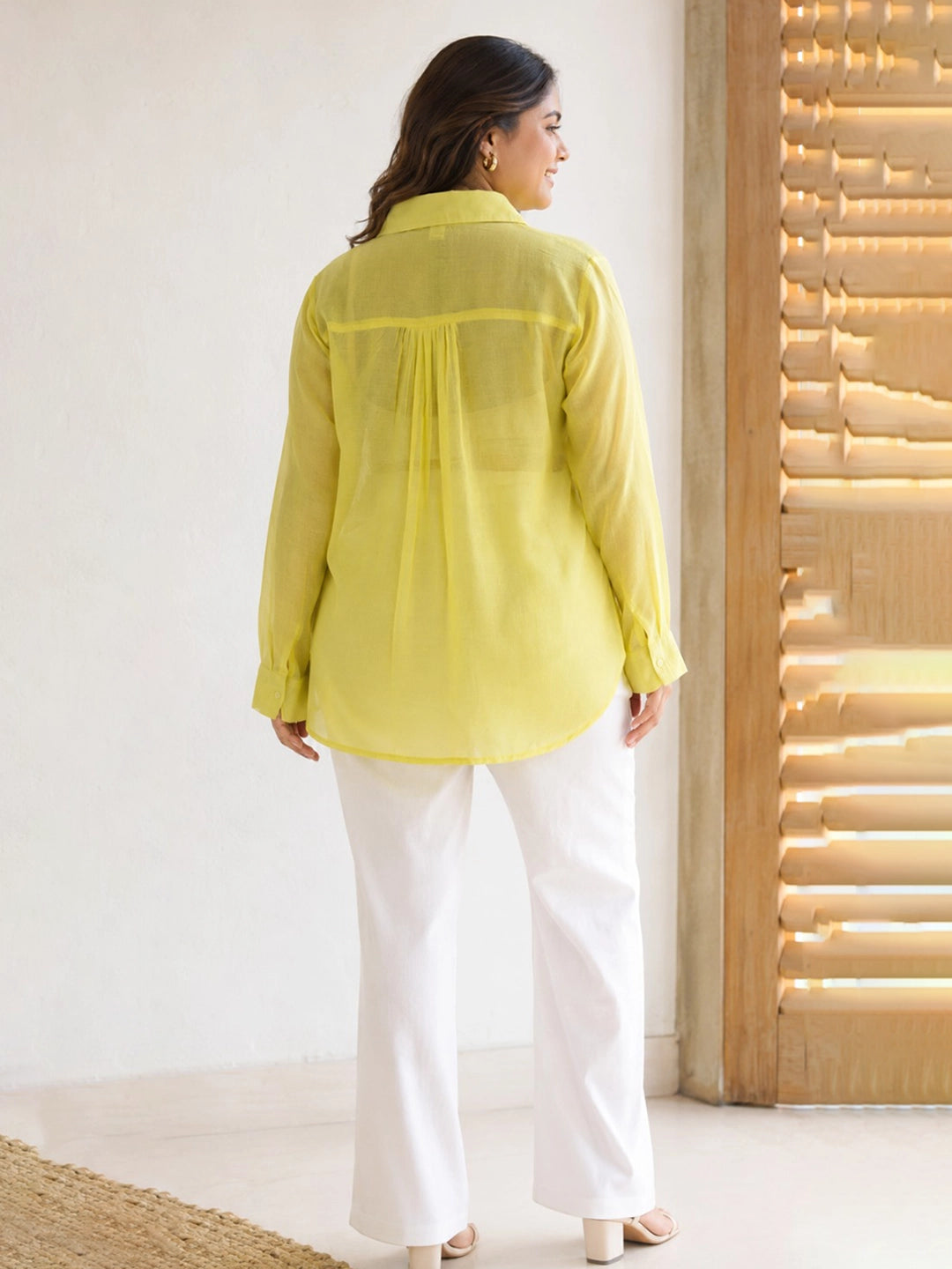 Lime yellow cotton oversized shirt