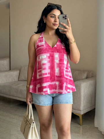 Tie dye halter neck top