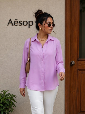 Lavender cuff sleeves shirt