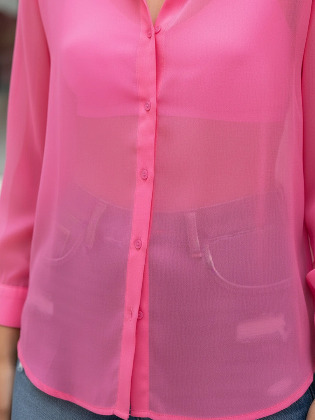 Pink georgette oversize shirt