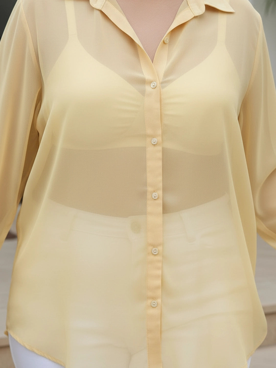 Yellow georgette oversize shirt