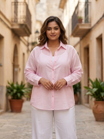 Pastel pink cotton oversize shirt