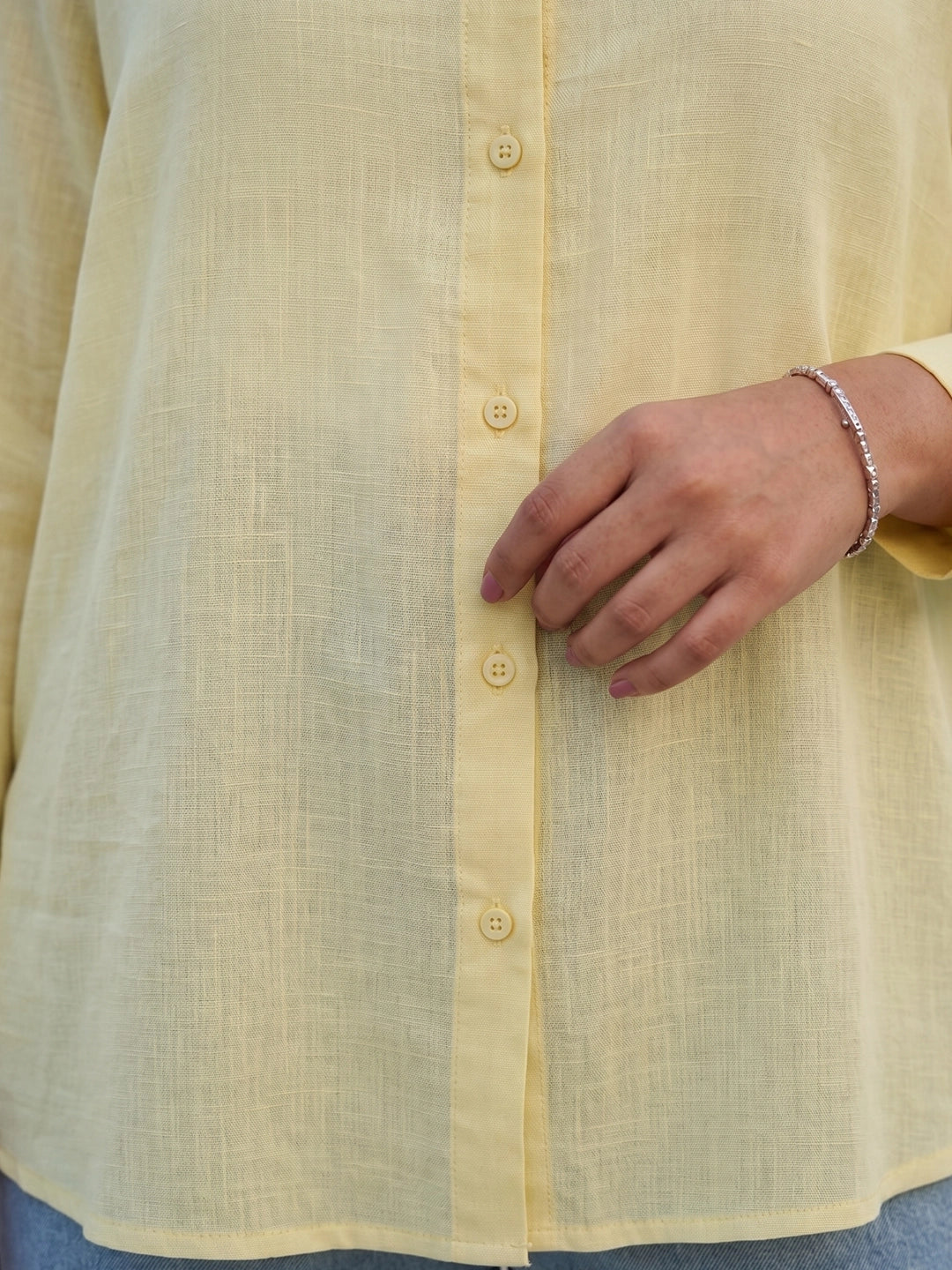 Light yellow cotton oversize shirt
