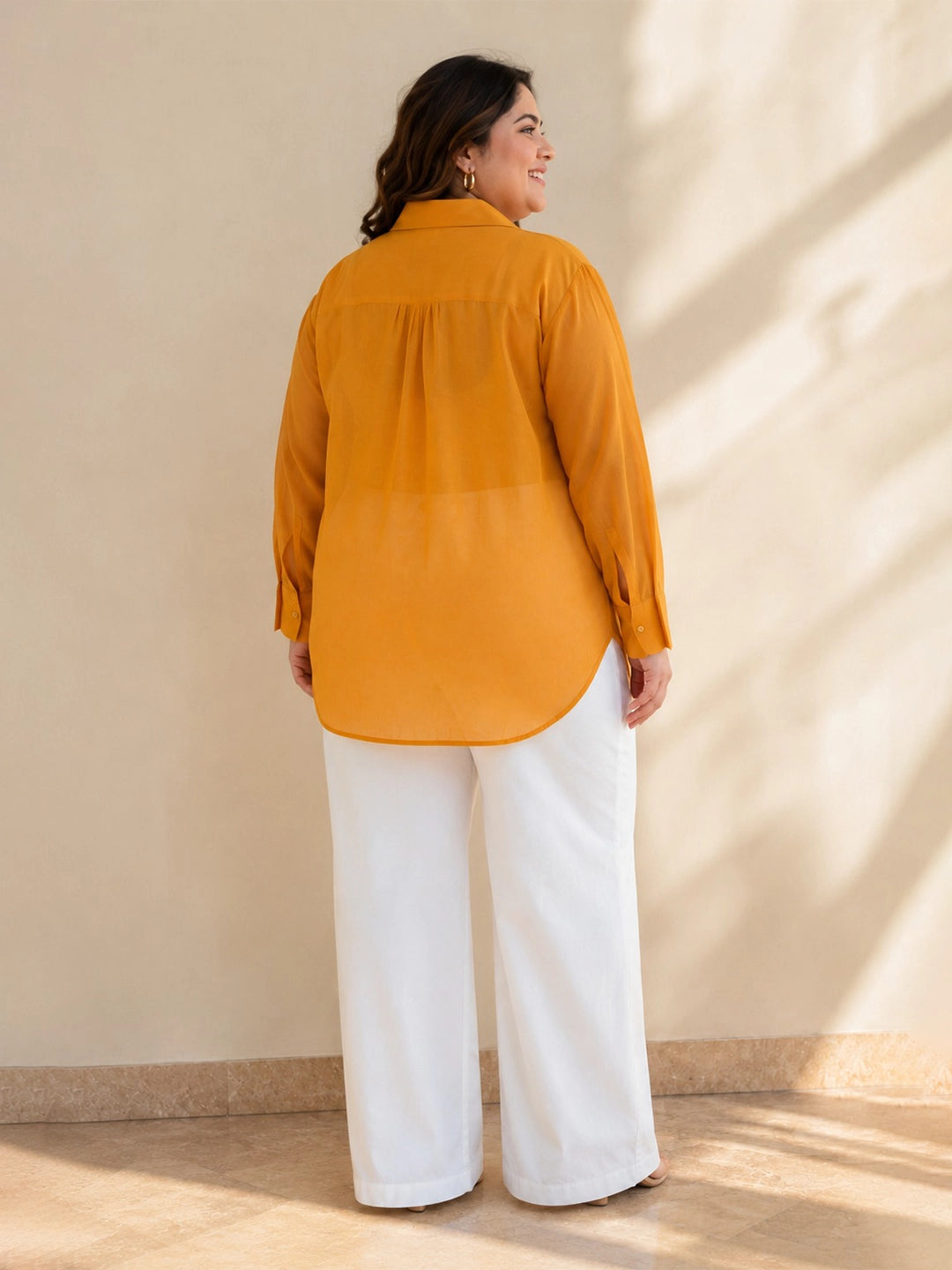 Mustard yellow cotton oversize shirt