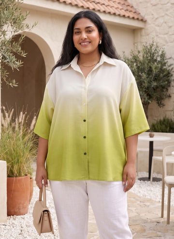 Green Ombre  Drop Shoulder Shirt