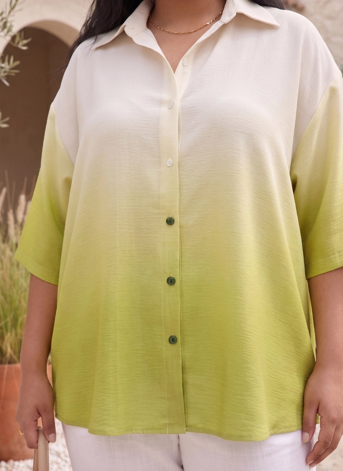 Green Ombre  Drop Shoulder Shirt