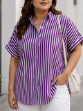 purple stripe cotton shirt for women in sizes XXS to 5XL