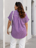 purple stripe cotton shirt — close-up detail