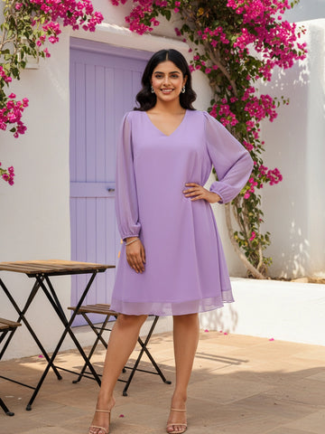 Lilac A-Line Georgette Dress