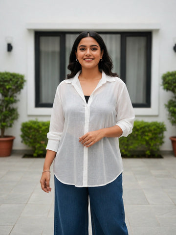 White cotton oversized shirt