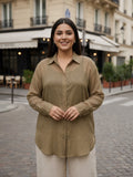 olive cotton shirt for women in sizes XXS to 5XL
