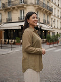 olive cotton shirt — back view