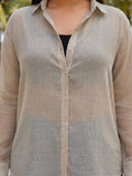 beige cotton shirt — side view