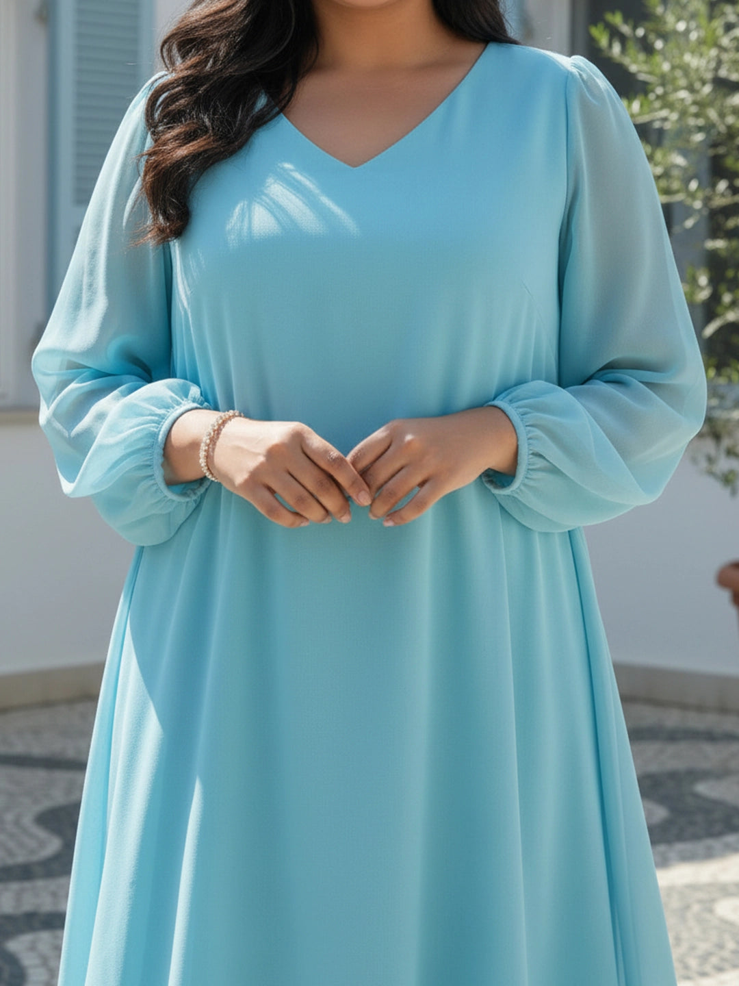 Blue georgette A-Line dress