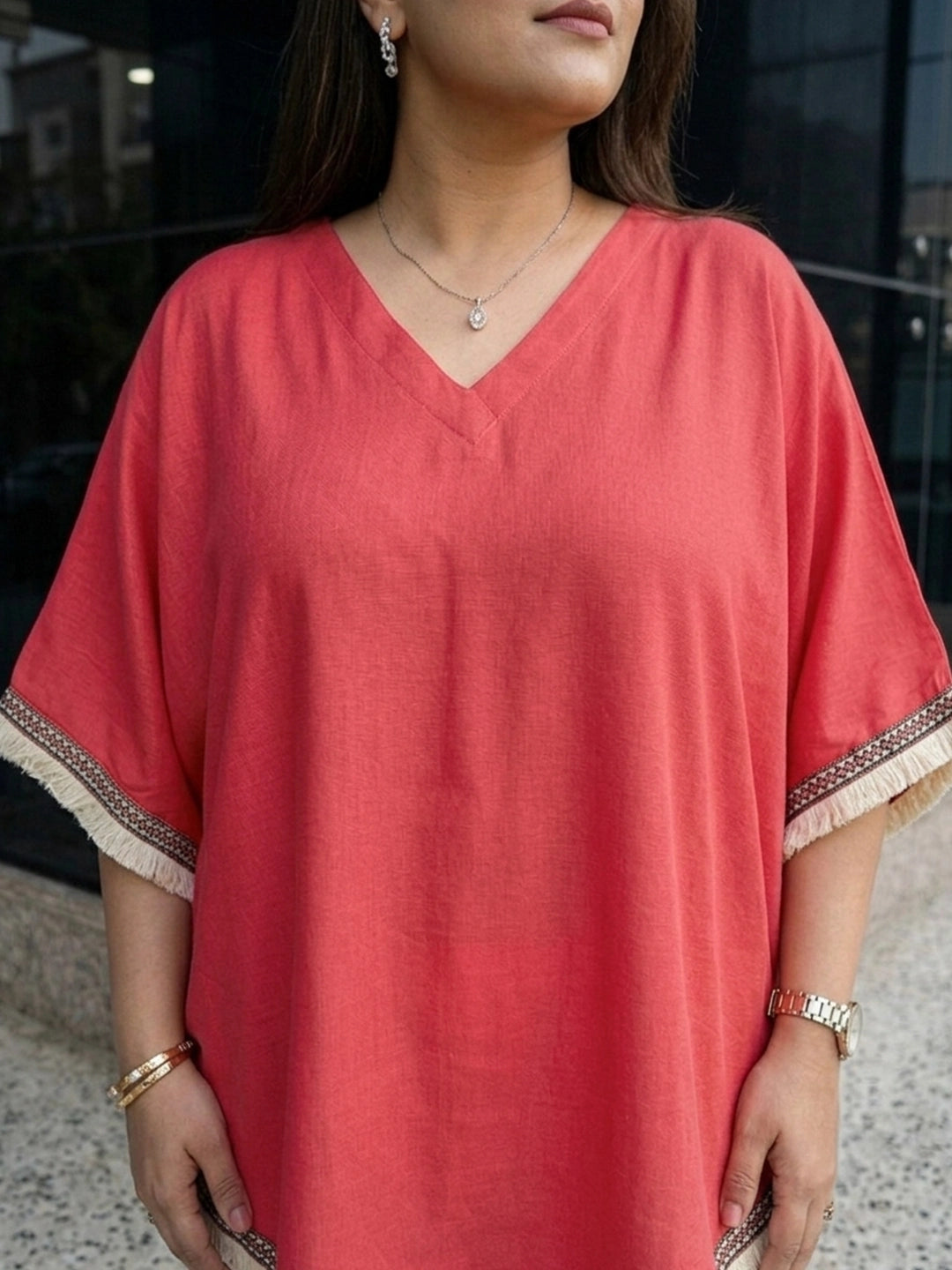 fuchsia 3 rayon kaftan — side view