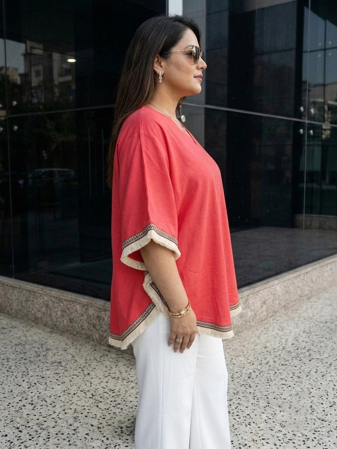 fuchsia 3 rayon kaftan — back view