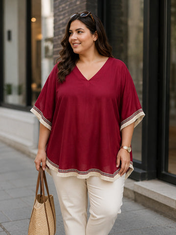 maroon 3 rayon kaftan for women in sizes XXS to 5XL
