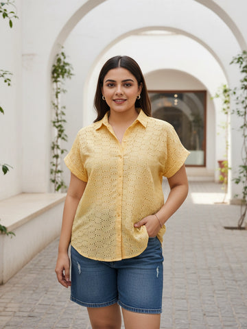 yellow 3 cotton shirt for women in sizes XXS to 5XL