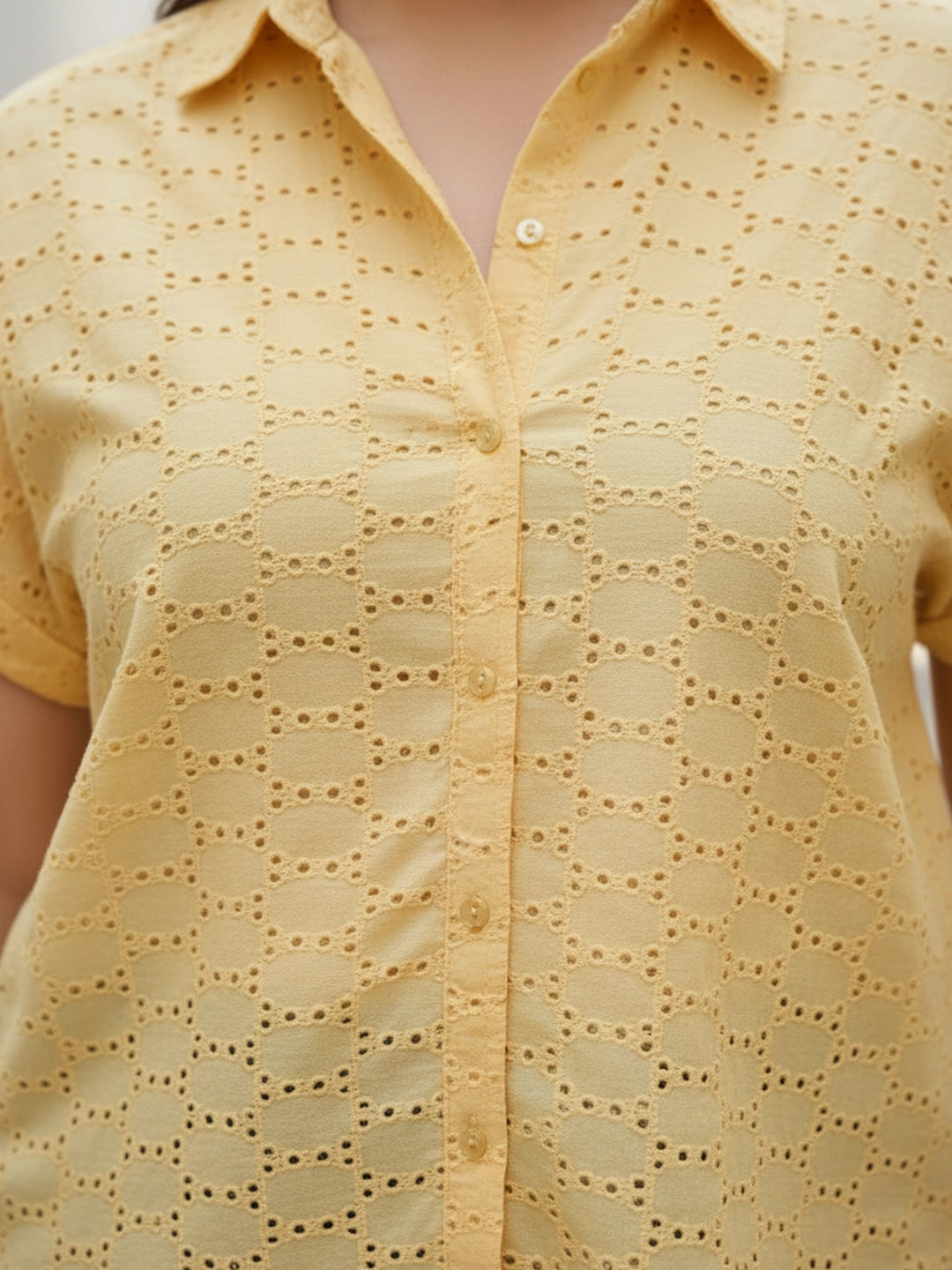 yellow 3 cotton shirt — side view